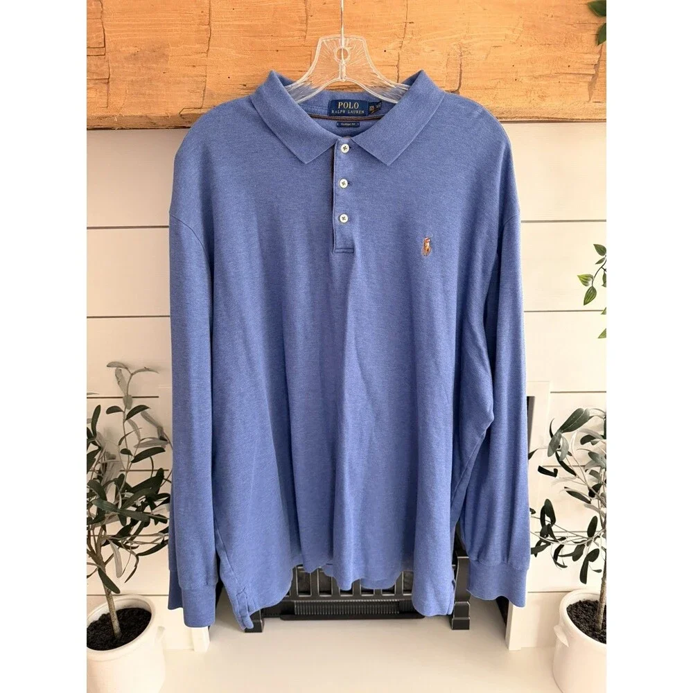 Polo Ralph Lauren Classic Fit Pima Soft Touch Blue long sleeve 100% cotton XXL